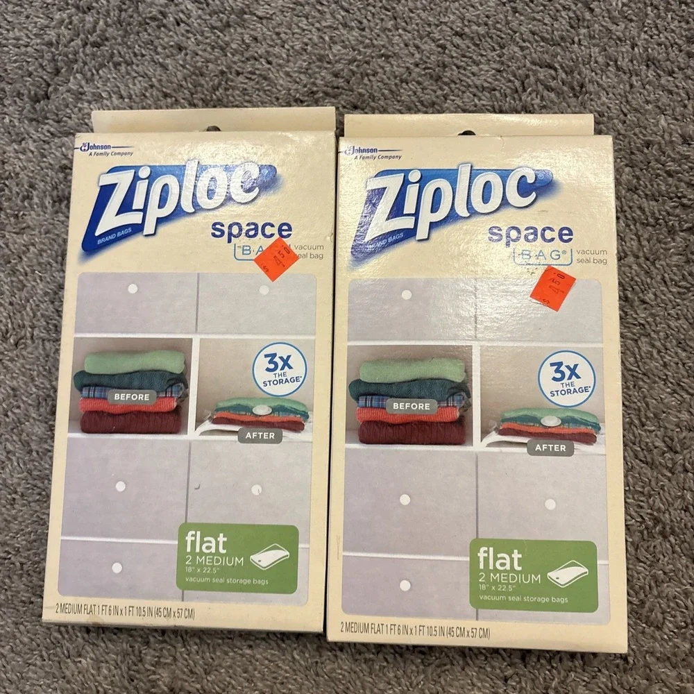 Ziploc Space Bags Medium 2 Pack Waterproof Compression 2 Boxes ( 4 TOTAL BAGS)